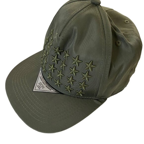Zion Classic Snapback Hat Olive Green with Embroidered Stars One Size - Picture 3 of 9